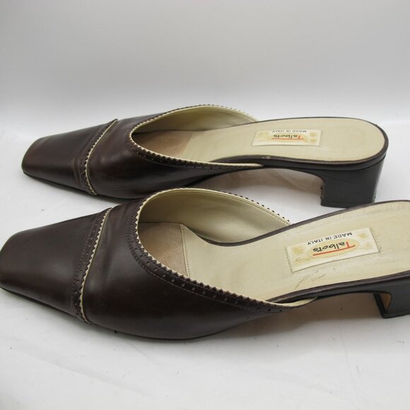 Talbot’s dark brown leather slide with bone stitching detail  8.5N - Picture 5 of 8